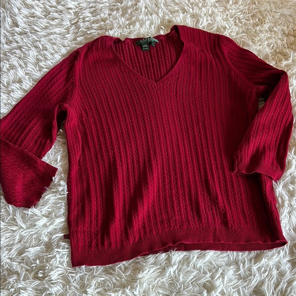 Lauren Ralph Lauren Sweaters - Ralph Lauren cotton cable knit V neck sweater size Large